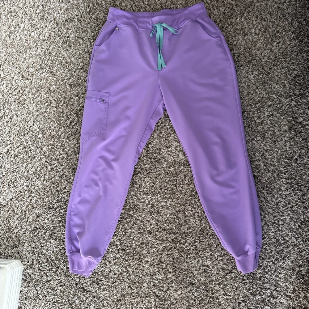 Figs Lavender Joggers with Teal Drawstring